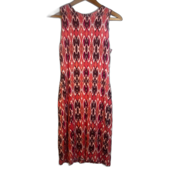 Karen Kane Abstract Geo Jersey Dress Sleeveless Back Zip USA Made Viscose Sz SM - Picture 1 of 9